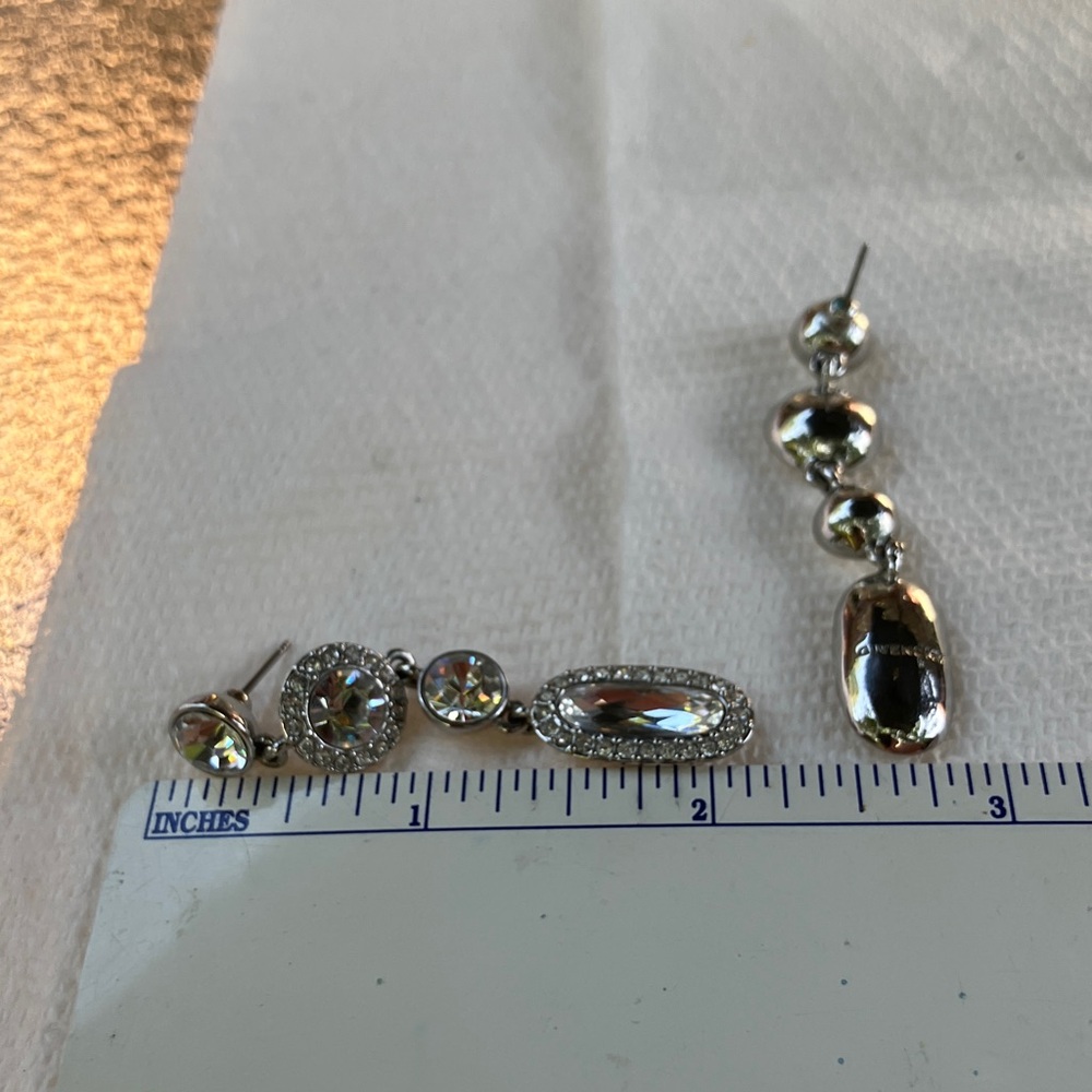 Givenchy Icy Silver Crystal Dangle Post Earrings - image 7